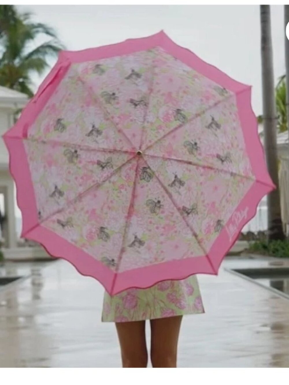 NWT Lilly Pulitzer Printed Travel Umbrella In Pistachio Macaron Bees Knees